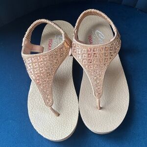 Skechers Women's Rose Gold Embellished Sandals